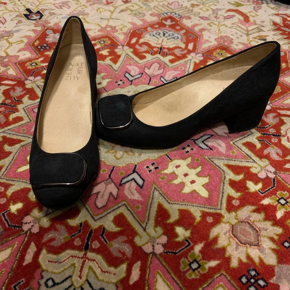 Black suede heels